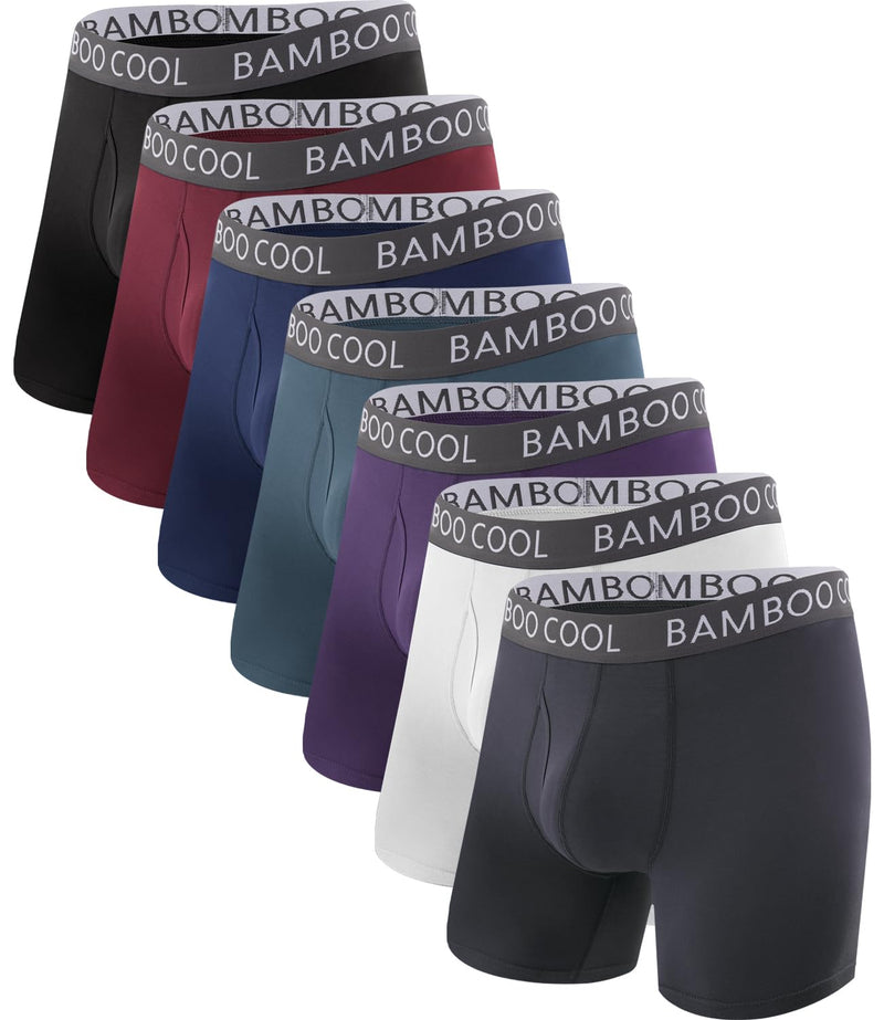 BAMBOO COOL Men's Ultra ComfortSoft Underwear, Moisture Wicking & Breathable No Ride Up Boxer Briefs with Fly, Multipack-24