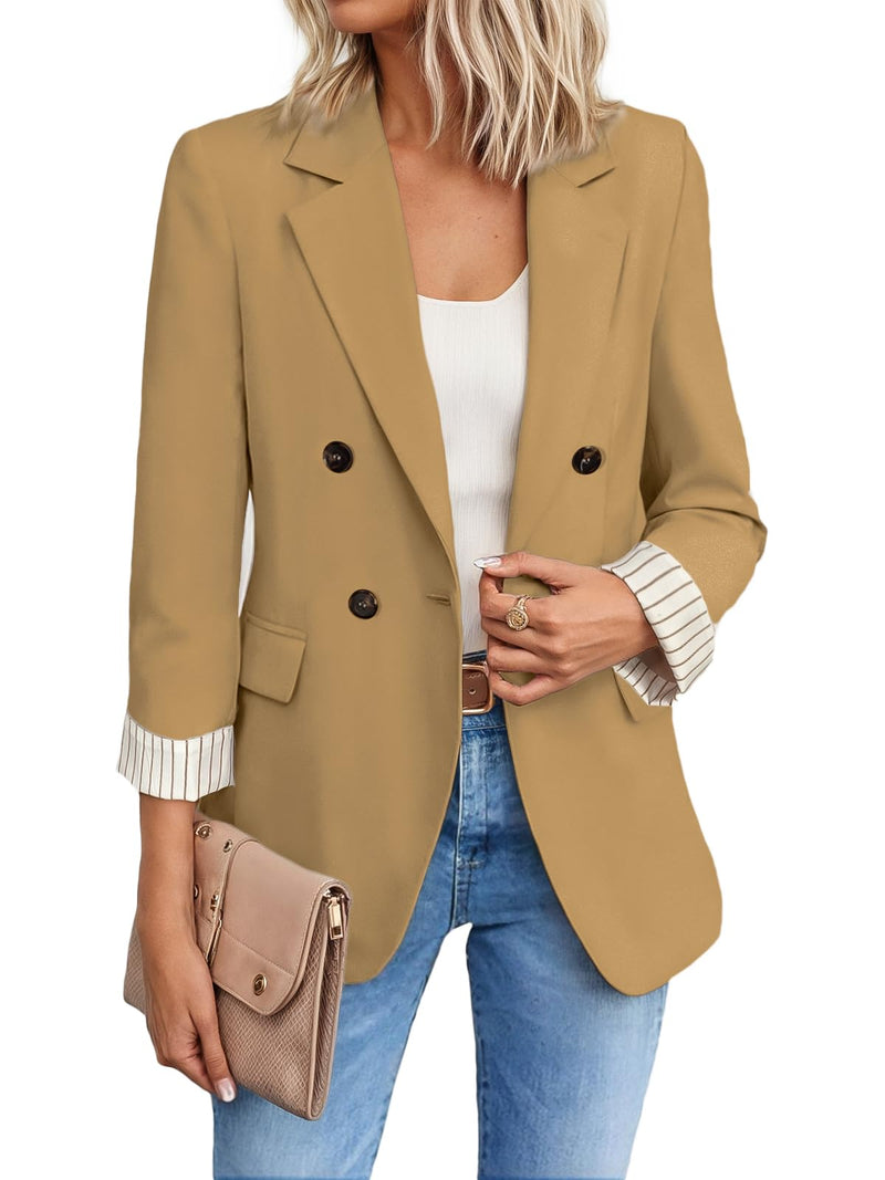 Mina Self 2026 Winter Women's Tweed Wool Blazer Jacket - Plaid Warm Fully Lined Fashion Business Casual Elegant Coat Pockets-73