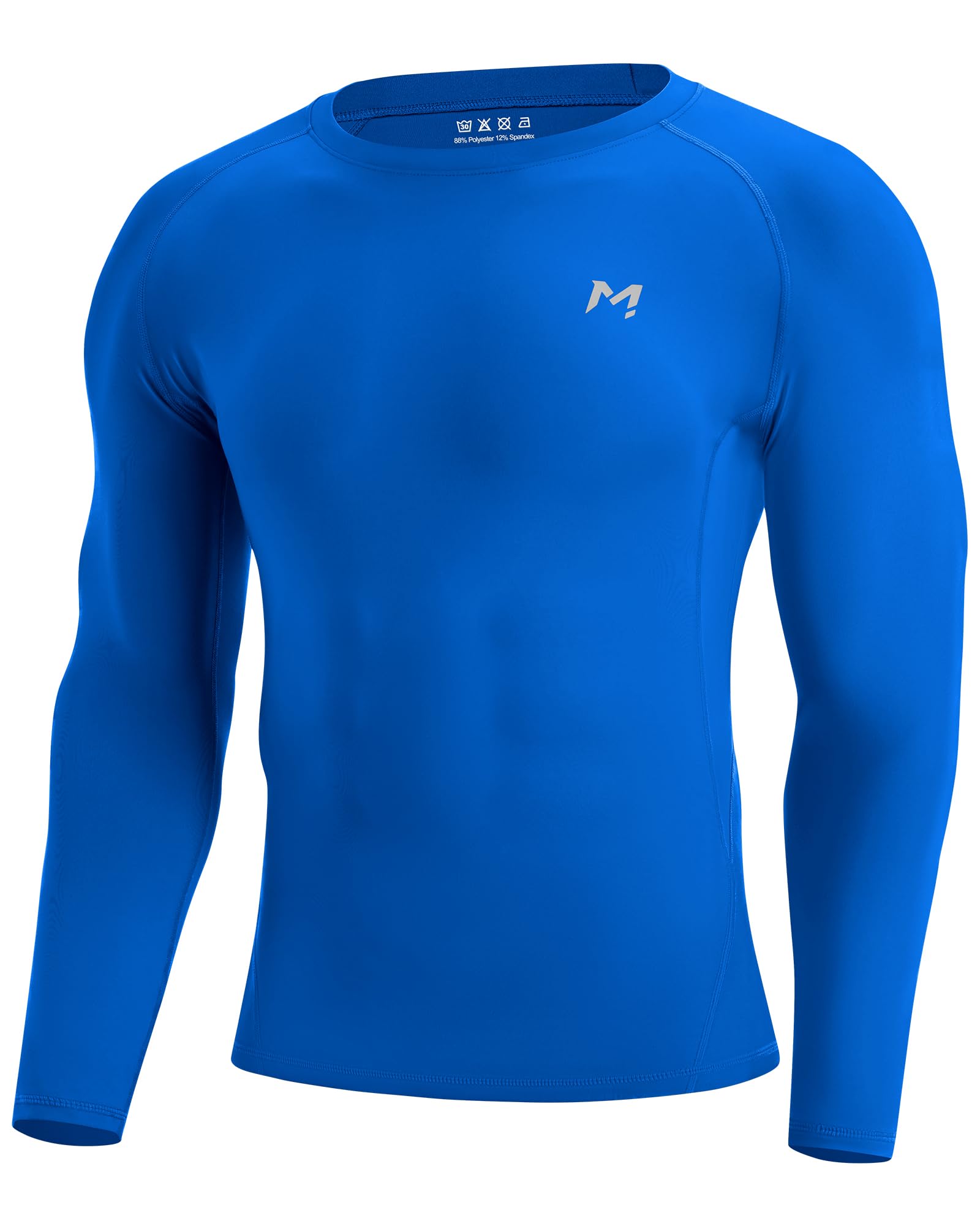 Moozava Mens Compression Shirt Long Sleeve Quick Dry Athletic Workout Gym T-Shirt SPF Running Top Sport Undershirt Base Layer