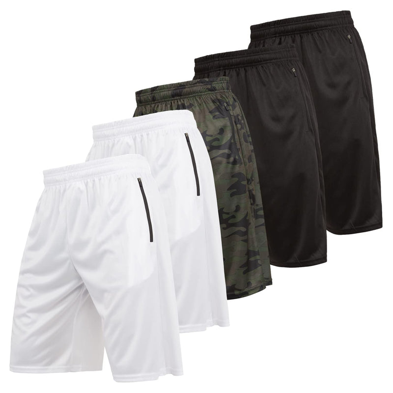 Ultra Performance Mens 5 Pack Athletic Running Shorts, Loose fit Basketball Gym Workout Shorts for Men with Zippered Pockets