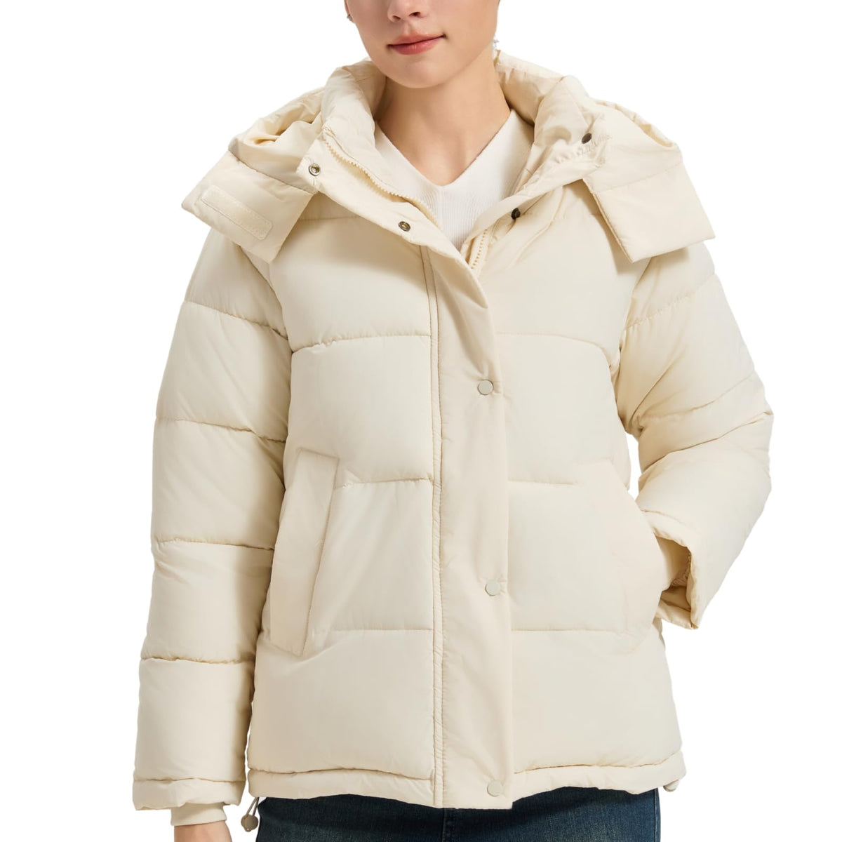 Women's Puffer Jacket, 2026 Trendy Winter Coat with Removable Hood