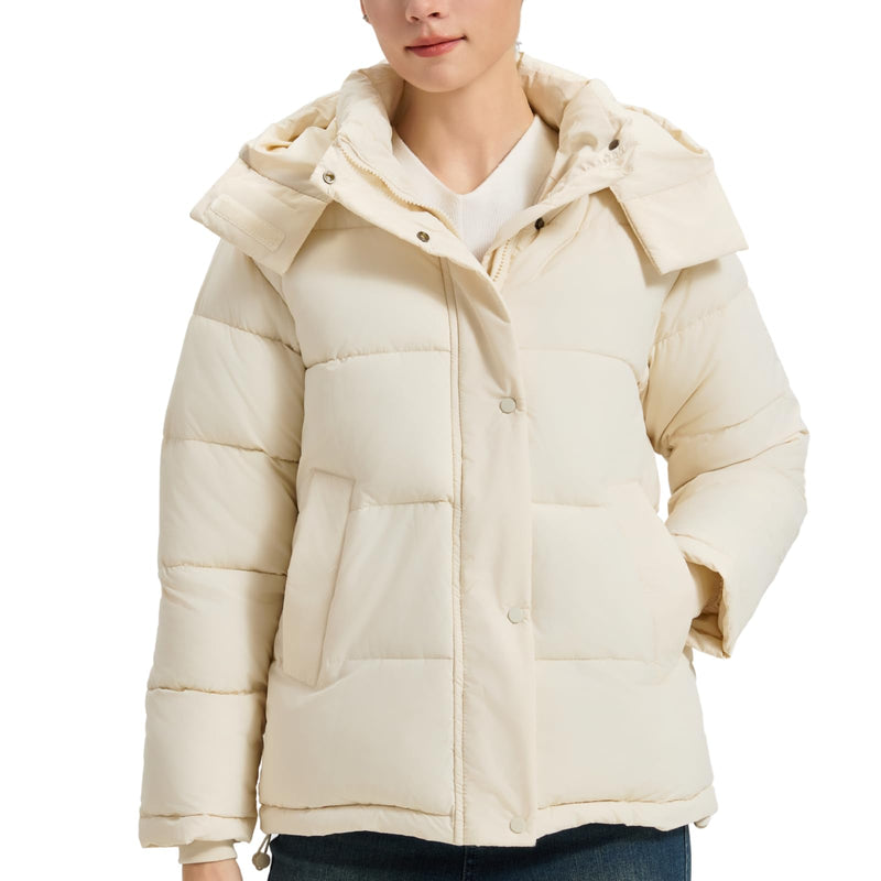 Women's Puffer Jacket, 2026 Trendy Winter Coat with Removable Hood