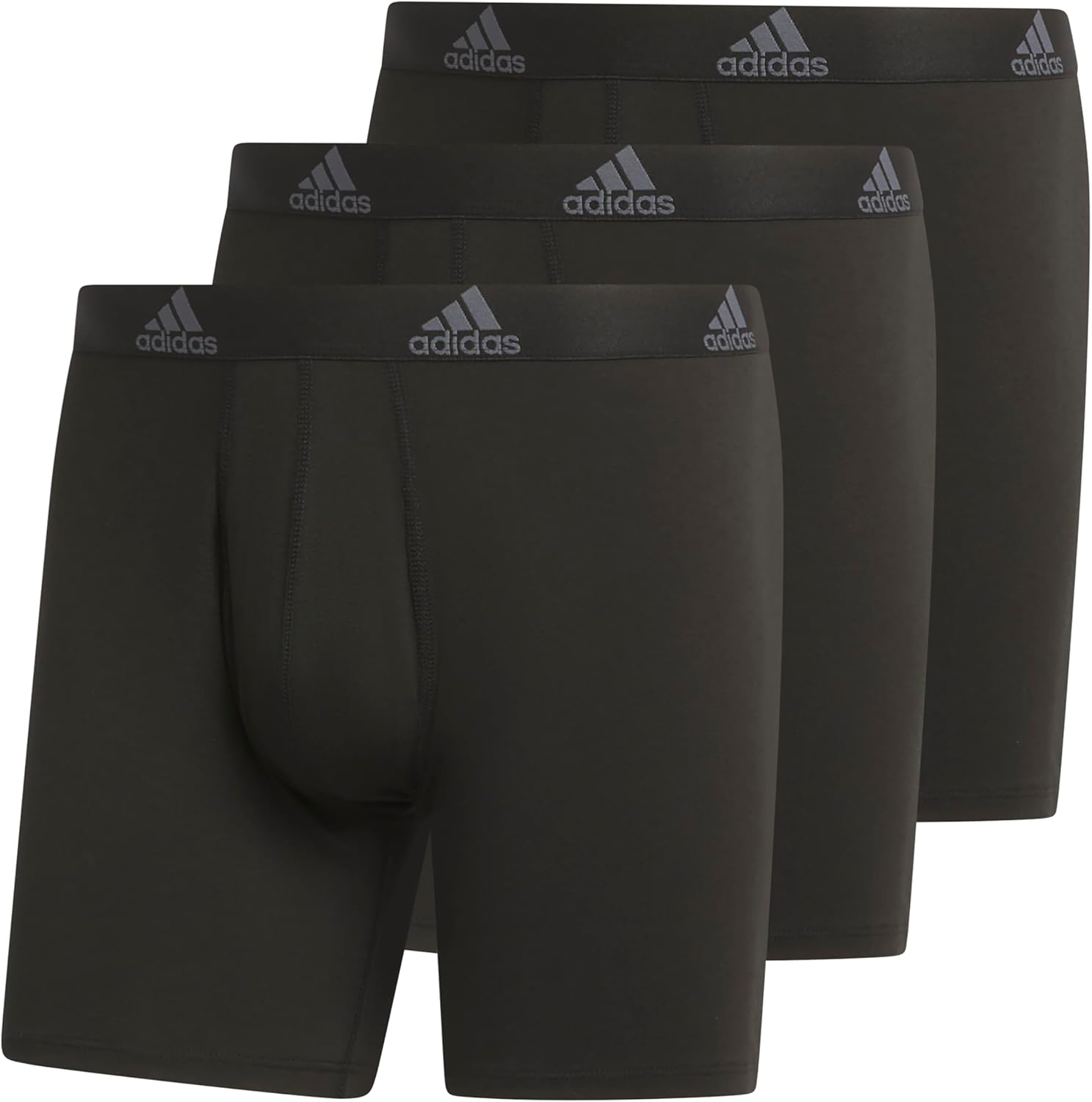adidas Men's Performance Stretch Cotton Boxer Briefs, Men's Underwear Boxer Brief, Soft Stretch, Superior Comfort, 3-Pack