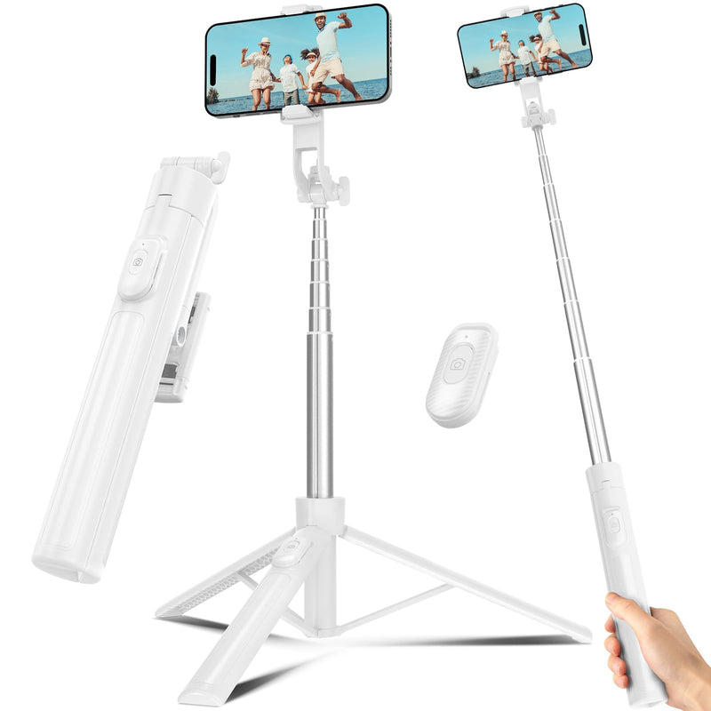 Selfie Stick Travel Tripod for Cell Phone with Remote Control and Phone Holder, Extendable Selfie Stick for iPhone, iPhone Tripod for Video Recording, 72 Inch, Black