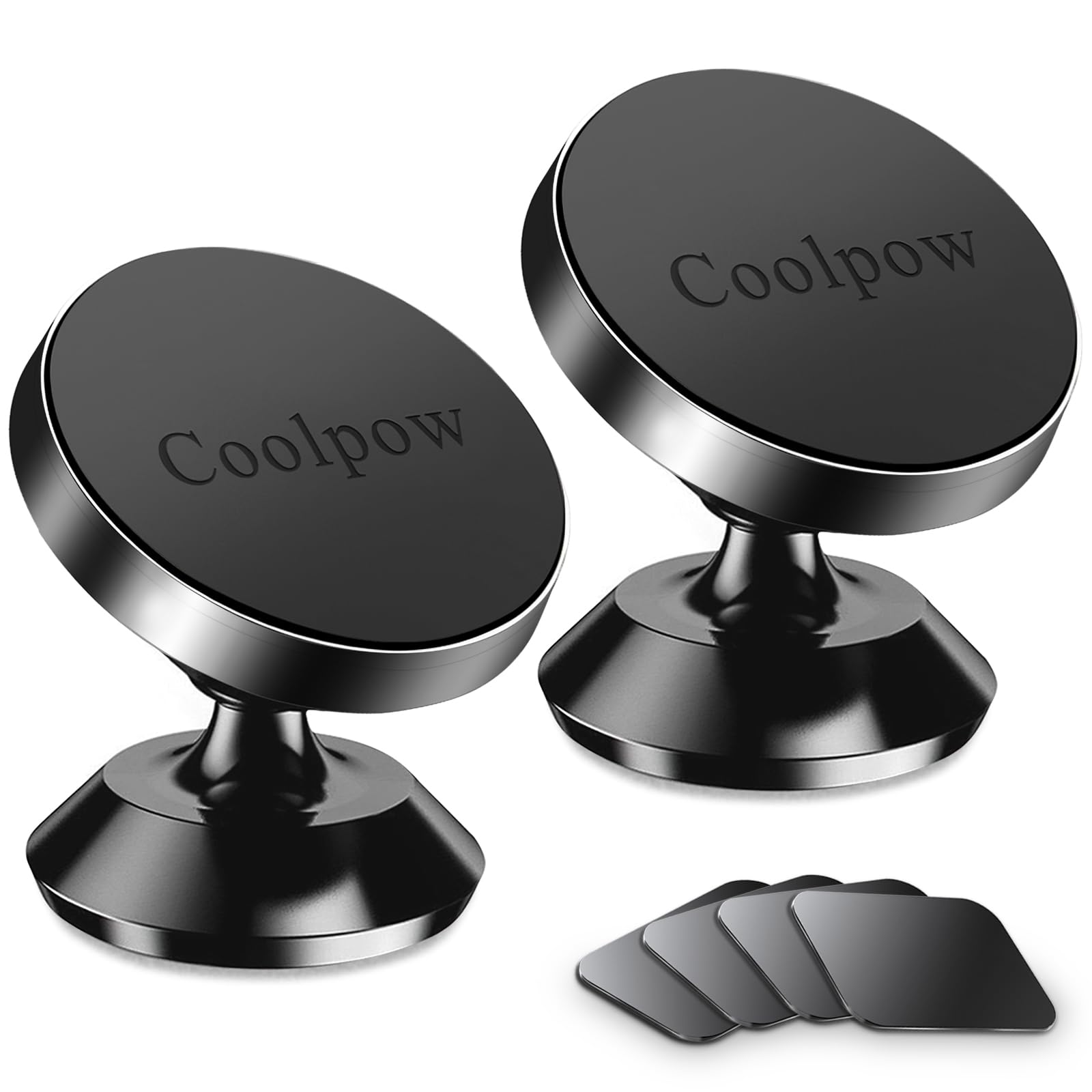 Coolpow【2 Packs 】Magnetic Phone Holder for car【Strong Magnet】phone holders for your car phone holder Mount for Car【4 Metal Plate】Universal Dash cell phone car mount for iphone Samsung car accessories