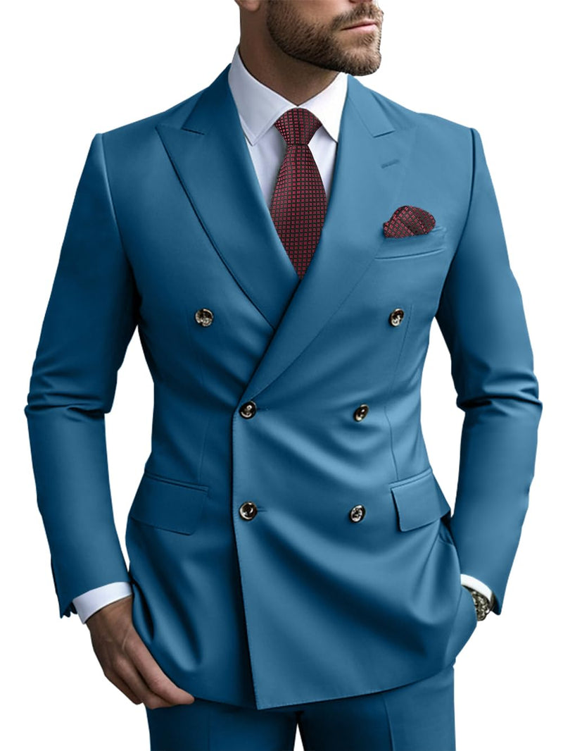 2 Piece Double Breasted Men Suit Slim Fit Mens Double Breasted Blazer Pants Sets Wedding Suit Prom Suits-71