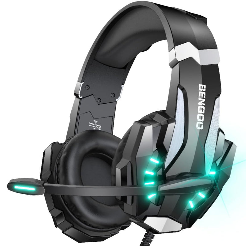 BENGOO G9000 Stereo Gaming Headset for PS4, PC, Xbox One Controller, Noise Cancelling Over Ear Headphones with Mic, LED Light, Bass Surround, Soft Memory Earmuffs (Orange)