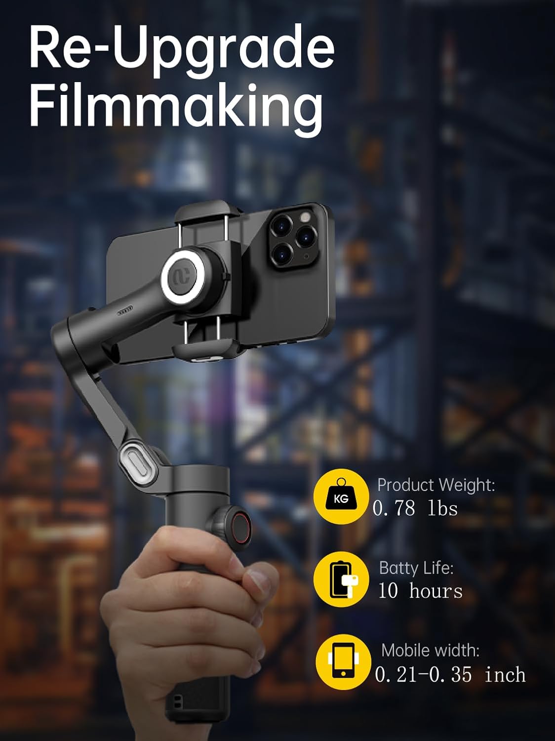 AOCHUAN Phone Gimbal Stabilizer 3-Axis Smartphone Foldable Handheld Gimbal for iPhone with Focus Wheel TikTok YouTube Vlog Stabilizer for iPhone17 16 15 14 13 Pro Max Android-Smart XE