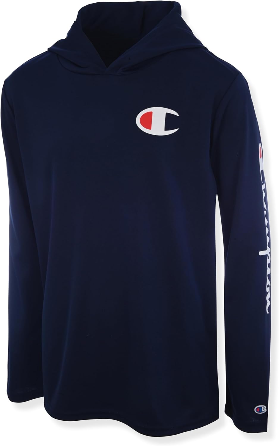 Champion Boys Long Sleeve Hooded Tee Shirt Lightweight Tech Fabric Athletic T-Shirt for Kids