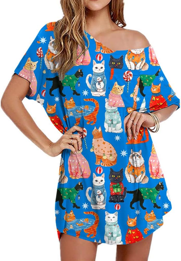 Ekouaer Womens Tshirt Nightgown Cotton V Neck Sleepshirts Comfy Casual Nightshirt for Women-62