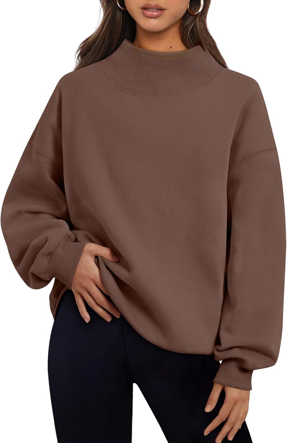 Trendy Queen Womens Oversized Sweatshirts Turtleneck Pullover Long Sleeve Hoodies Tops Fall Fashion Outfits 2026 Clothes-87
