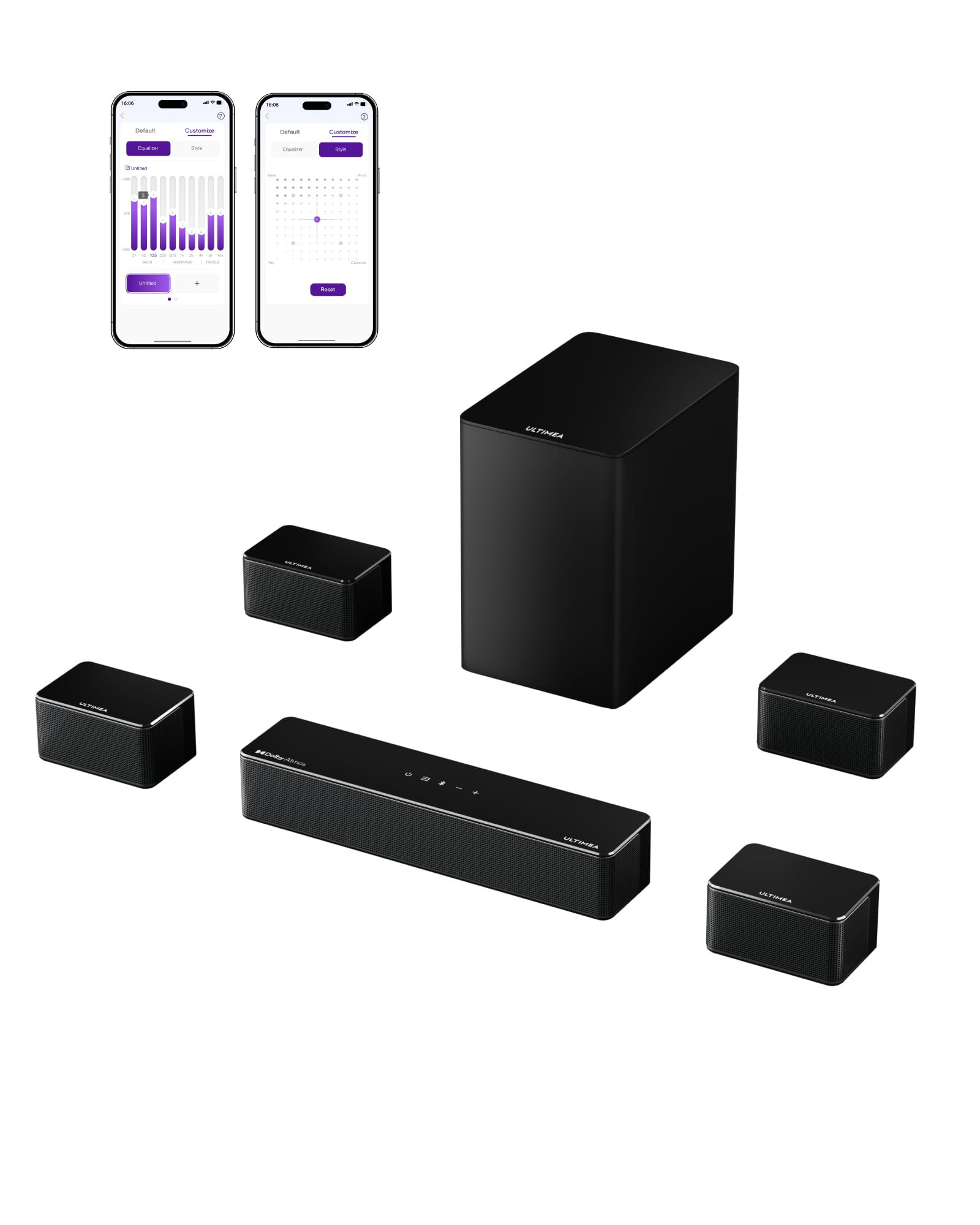 ULTIMEA 5.1CH Surround Sound Bar with Subwoofer, Dolby Atmos, VoiceMX, BassMX, APP, 300W Soundbar for Smart TV, Home Theater Surround Sound System for TV, BT 5.4, Poseidon M60 (2025 Model)