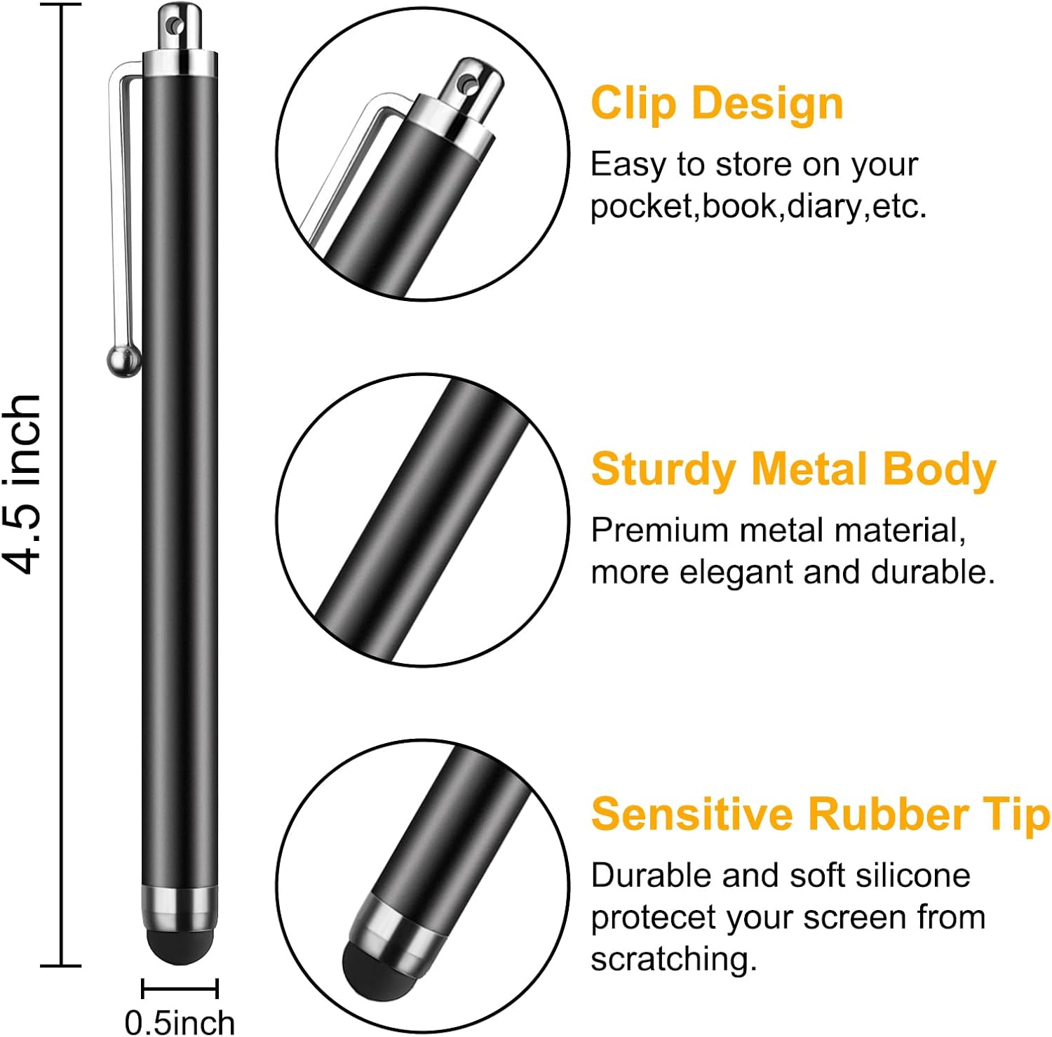 Stylus Pen [10 Pack] Universal Capacitive Touch Screen Pens for Tablets, iPad mini, iPad Pro, iPad Air, Smartphones, Samsung Galaxy - Multiple Colors