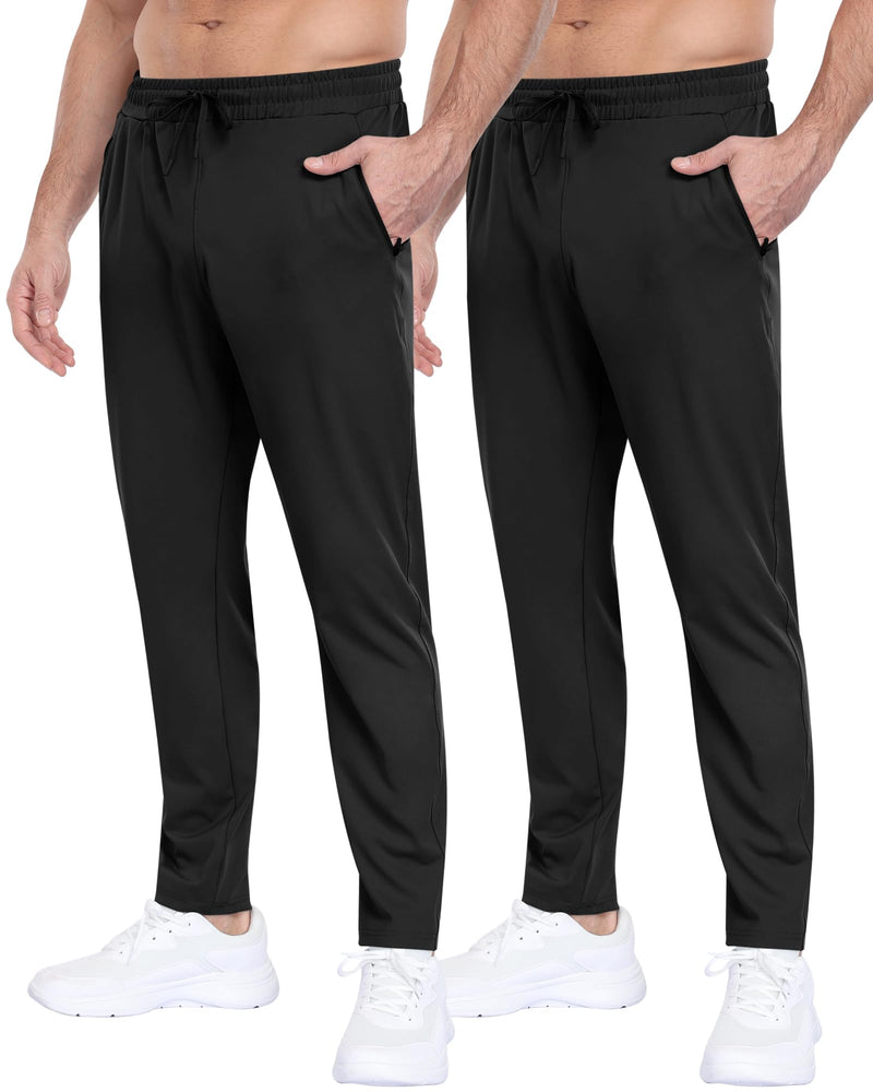 2 Pack Mens Fleece Lined Pants with Zipper Pockets,Winter Athletic Workout Warm Running Joggers Sweatpants for Men-9