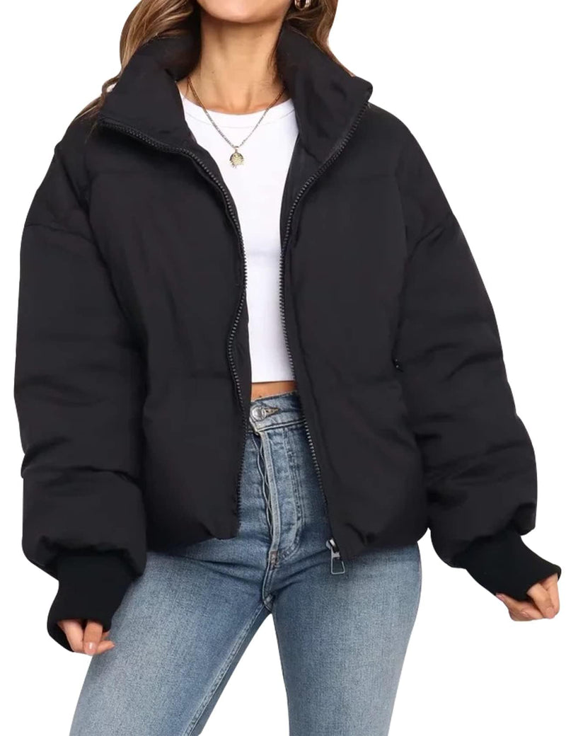 Gihuo Women’s Winter Cropped Puffer Jacket Coat Short Warm Quilted Jacket 2025-12