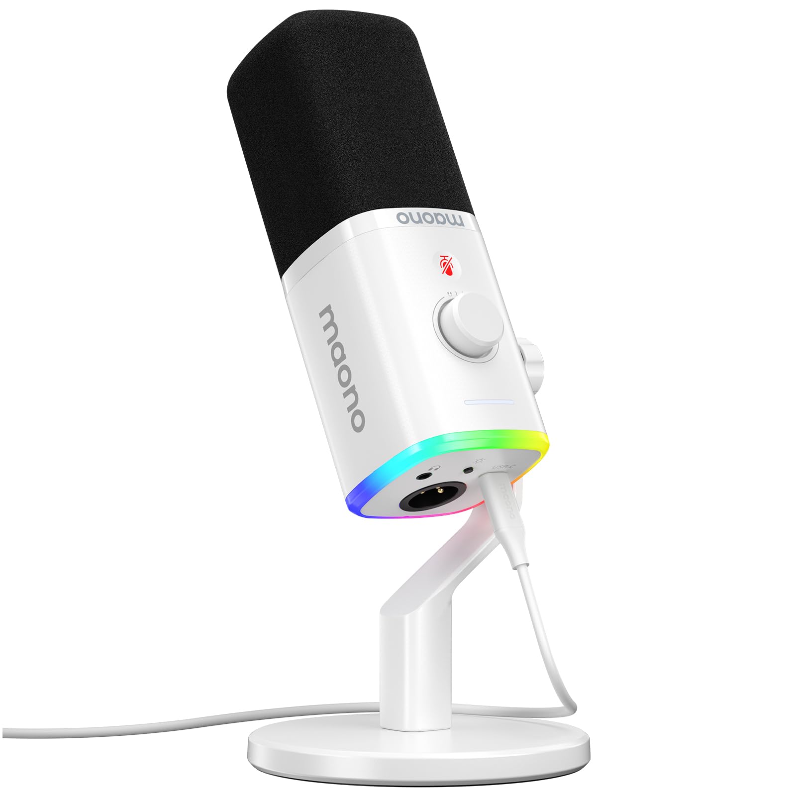 MAONO XLR/USB Gaming Microphone for PC, Dynamic Computer Mic for Streaming Podcasting, Noise Reduction, Mute, Volume Control, RGB Boom Mic for Vocal Recording,Voice-Over, PD100XS Black