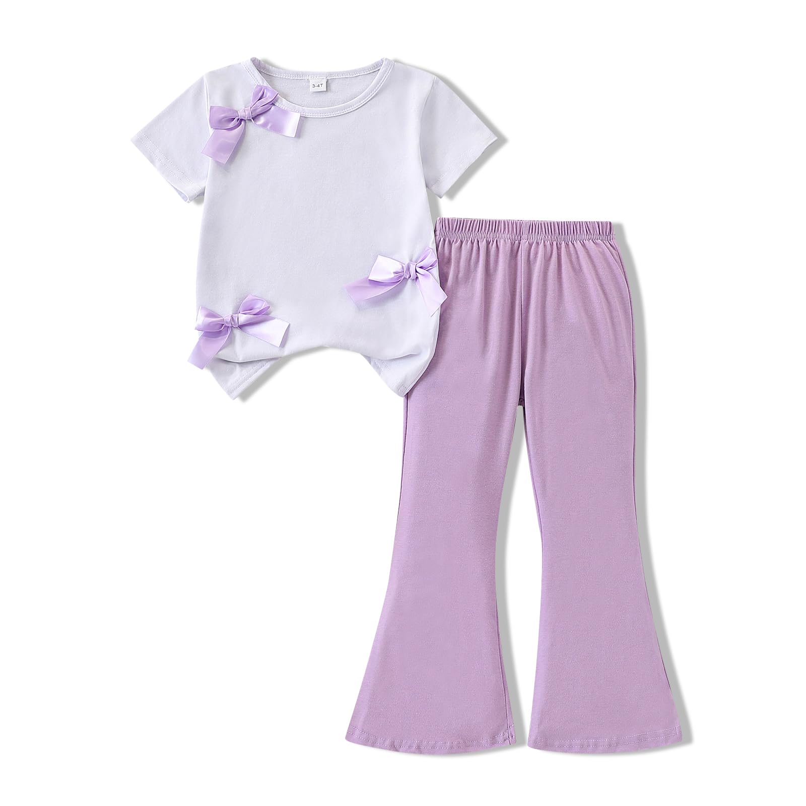 Voxikidio Girls 2 Piece Outfits Long Sleeve Butterfly Sweatshirt & Flared Pants Fall Clothing Set Size 7-12 Years