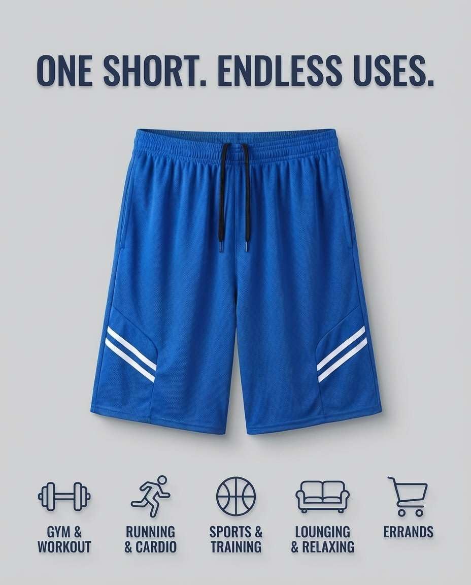 Real Essentials 5 Pack: Men’s 9" Mesh Shorts – Athletic Gym, Workout, Basketball, Running, Casual Lounge Activewear Pockets