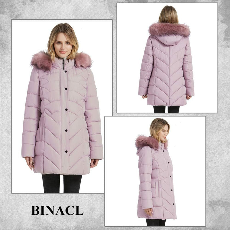 BINACL Women's Winter Warm Thicken Long Outwear Pockets Coat Parka Jacket XS-3XL-60