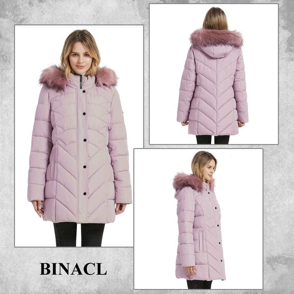 BINACL Women's Winter Warm Thicken Long Outwear Pockets Coat Parka Jacket XS-3XL-80