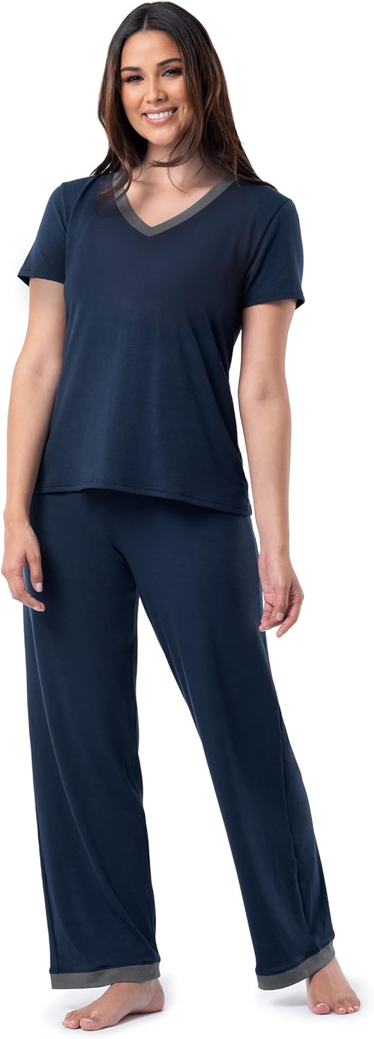 Fruit of the Loom womens Short Sleeve Tee and Pant 2 Piece Sleep Set-22