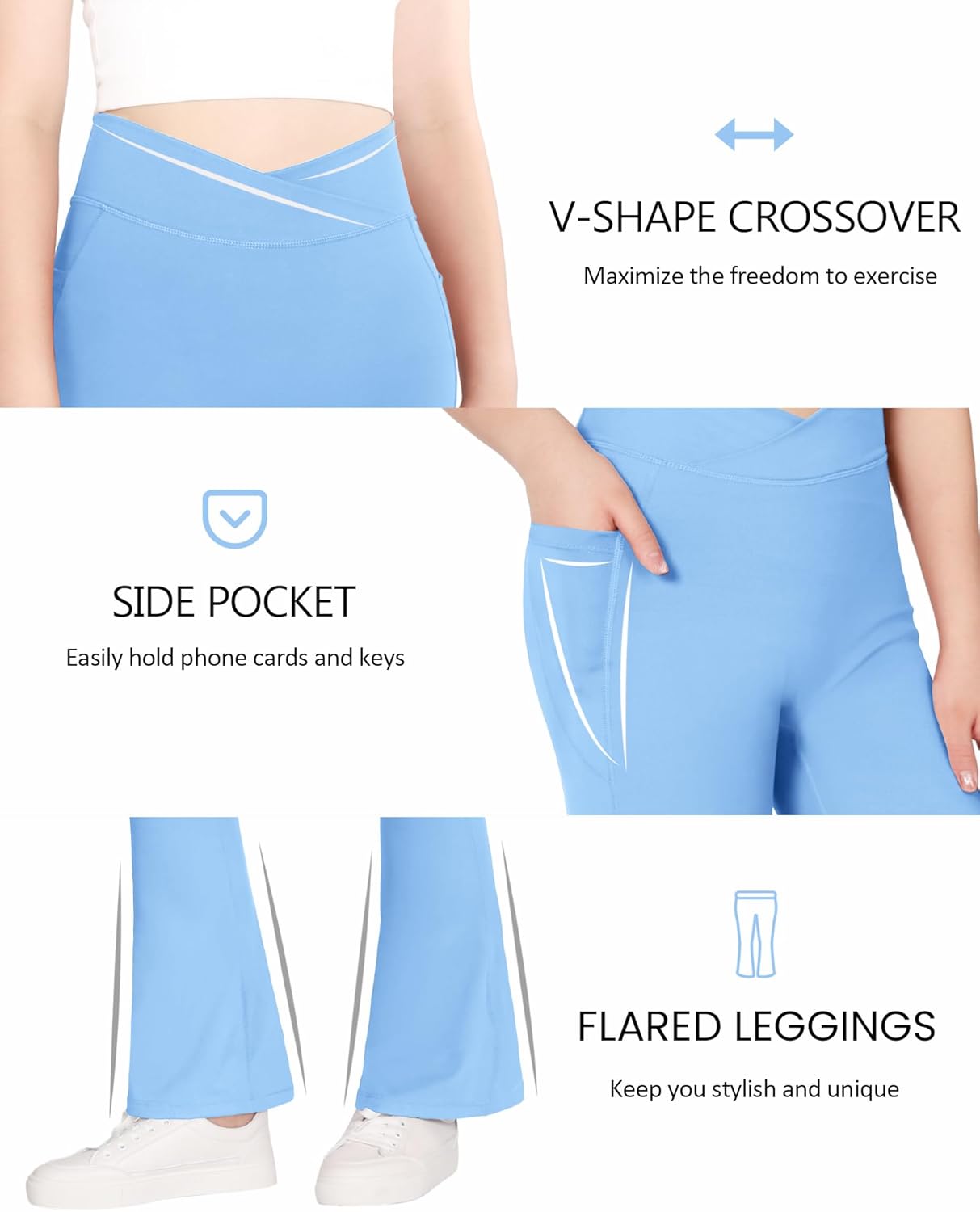 JOCMIC Girls Flare Leggings Kids Bell Bottom High Waisted Dance Yoga Flared Pants