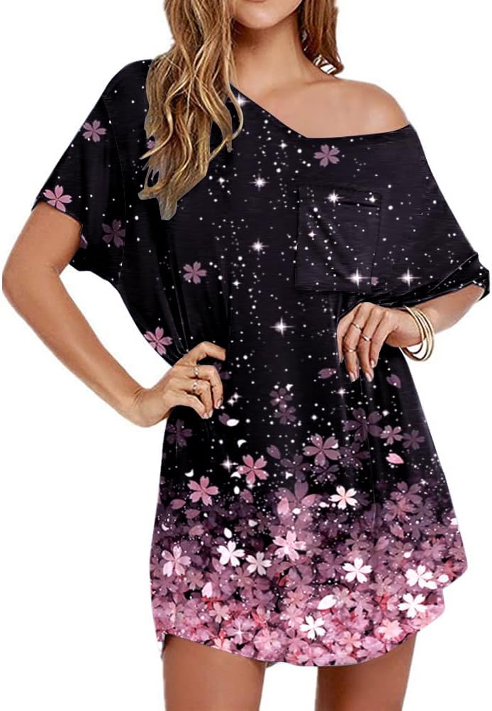 Ekouaer Womens Tshirt Nightgown Cotton V Neck Sleepshirts Comfy Casual Nightshirt for Women-2