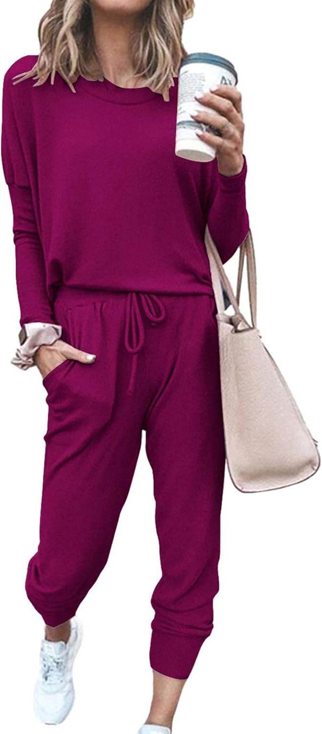 PRETTYGARDEN Women Fall 2 Piece Lounge Outfit Long Sleeve Tops High Waisted Jogger Pants Set Spring Travel Clothes Tracksuit-21