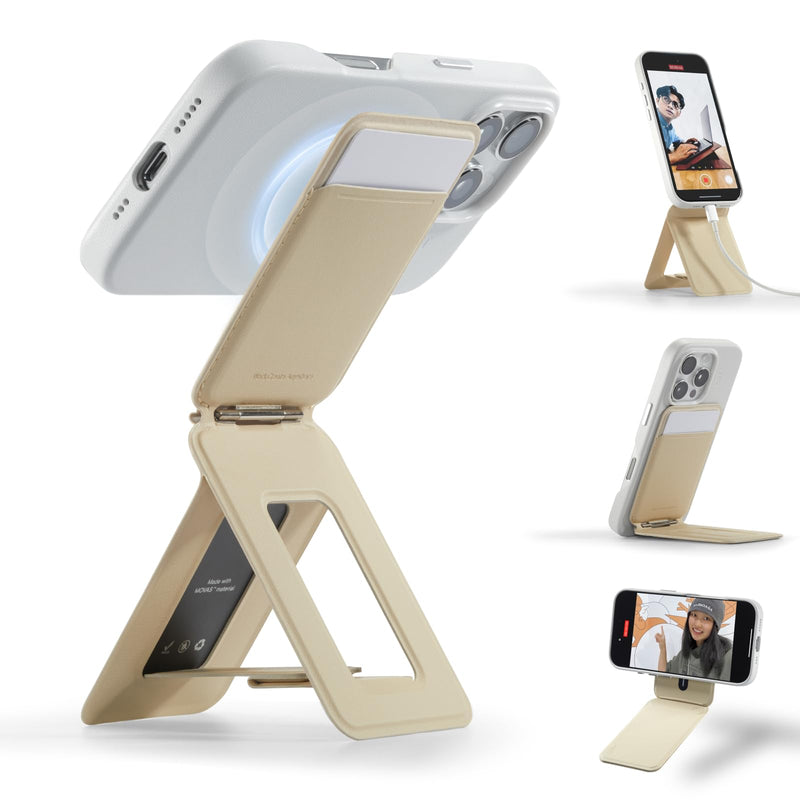 MOFT Phone Tripod Stand Selfie Stick for iPhone, Multi-Angles iPhone Stand, Lightweight & Portable Phone Holder, Strong Magnets, MOVAS Vegan Leather, Travel Essentials, Seafoam (Without Card Slot)