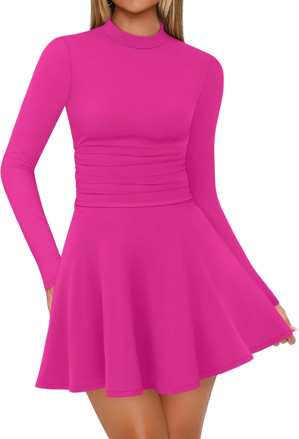 OFEEFAN Long Sleeve Dress Fall Homecoming Formal Party Club Mini Dresses Date Outfits-2