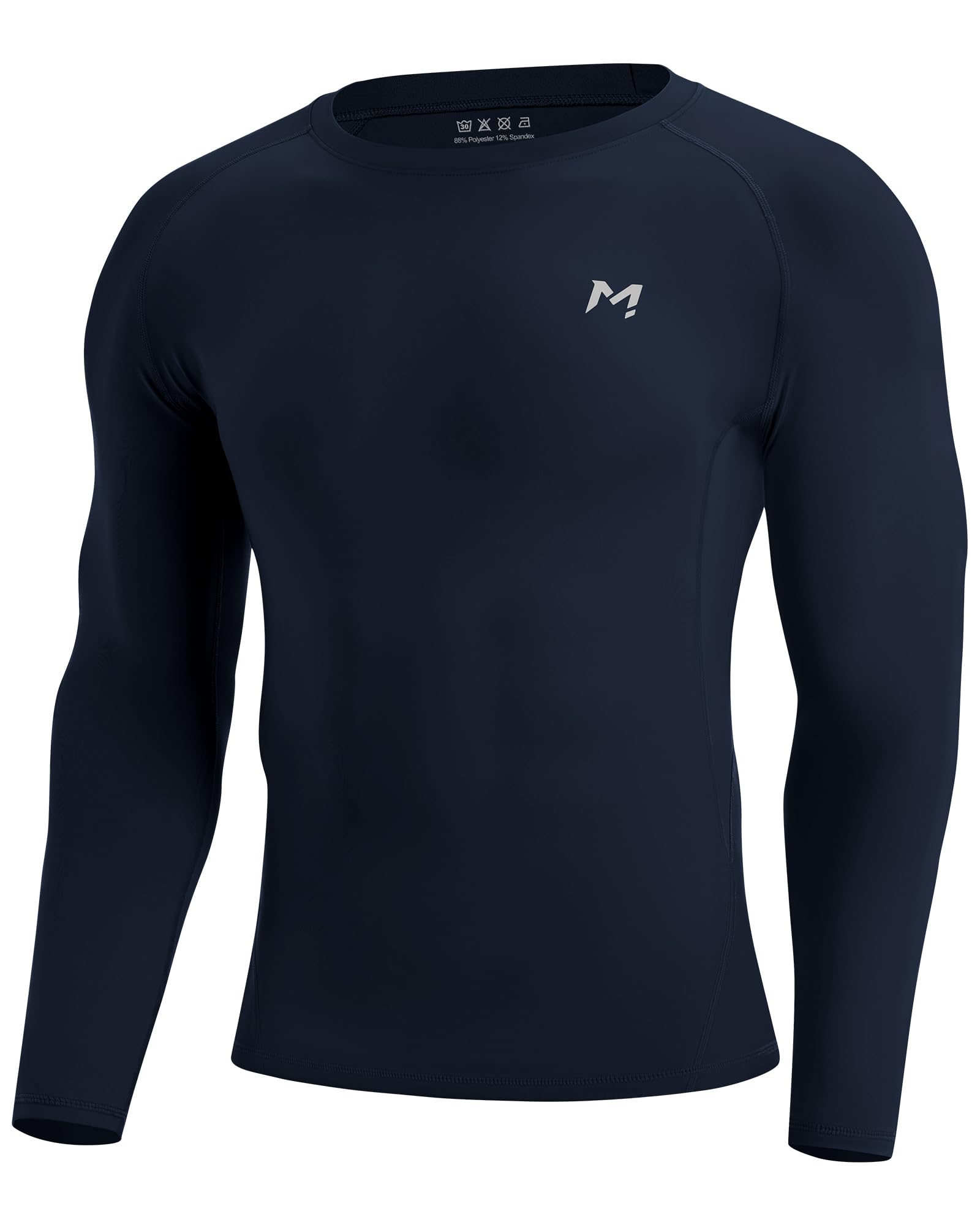 Moozava Mens Compression Shirt Long Sleeve Quick Dry Athletic Workout Gym T-Shirt SPF Running Top Sport Undershirt Base Layer