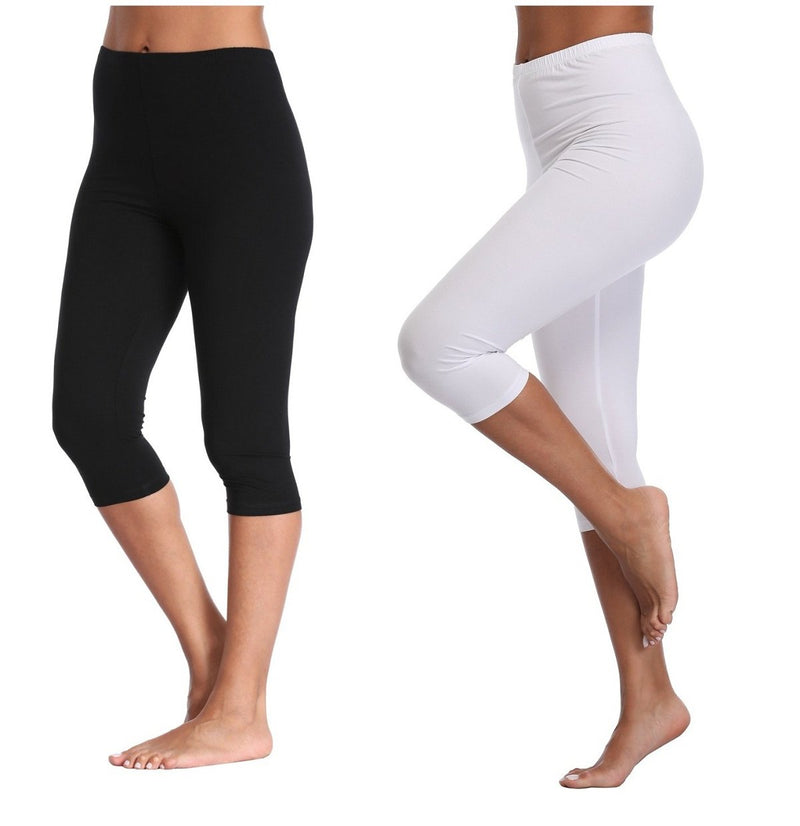 Kotii Women's Lightweight Soft Capri Leggings Crop Leggings 3/4 Stretch Yoga Pants