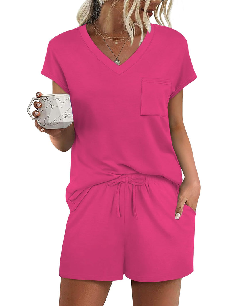 RUMIA Pajamas for Women 2 Piece Cap Sleeve Lounge Short Sets with Pockets (S-3XL)-79