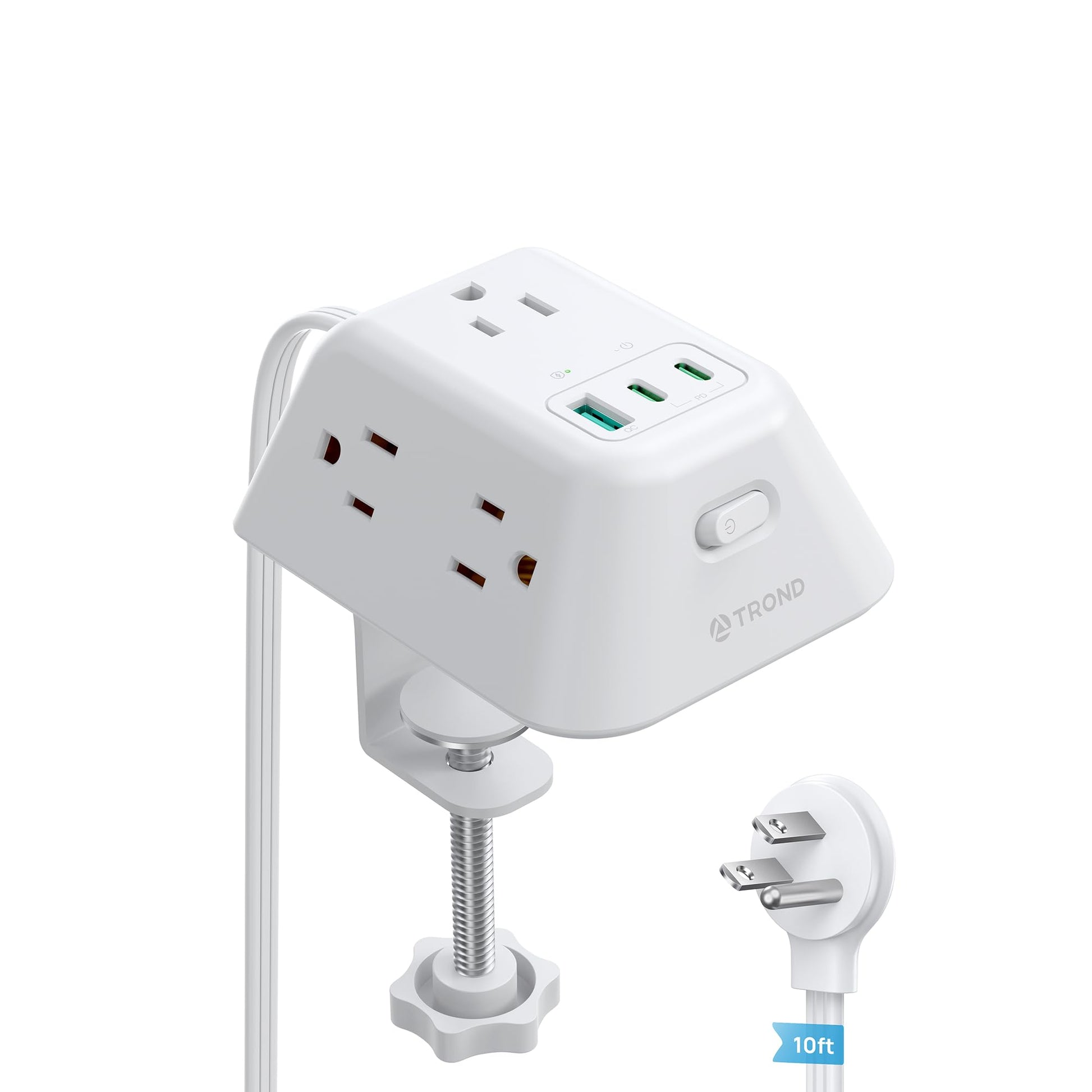 Desk Clamp Power Strip, Surge Protector with 5 AC Outlets and 3 USB Ports, Desk Mount Charging Station, Fit 1.97in Tabletop Edge Thick, 6FT Extension Cord, for Home Office Gaming Accessories, Black
