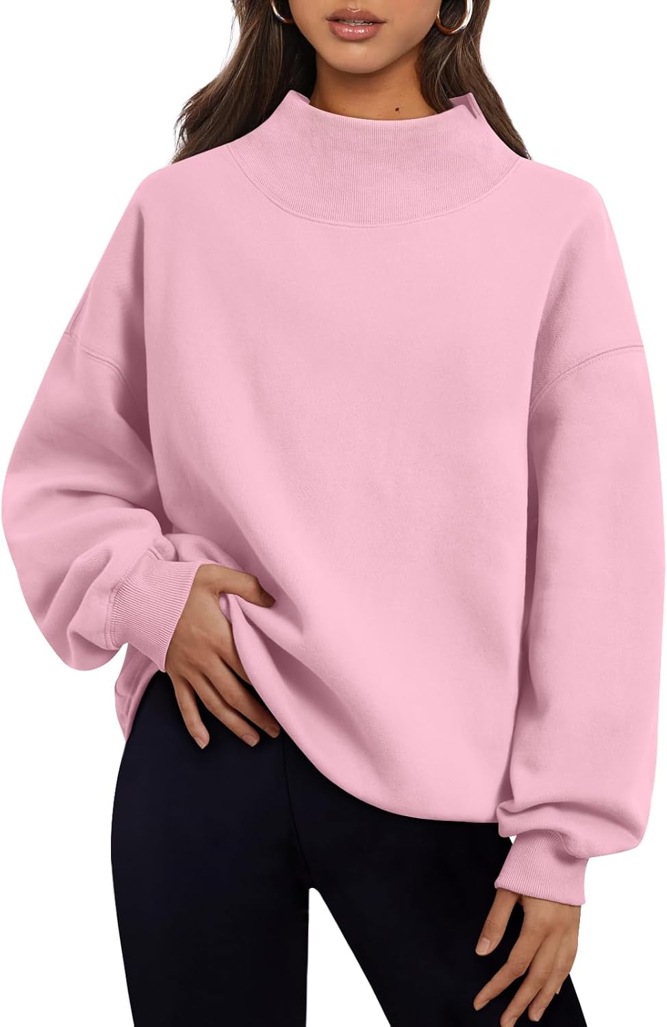 Trendy Queen Womens Oversized Sweatshirts Turtleneck Pullover Long Sleeve Hoodies Tops Fall Fashion Outfits 2026 Clothes-97