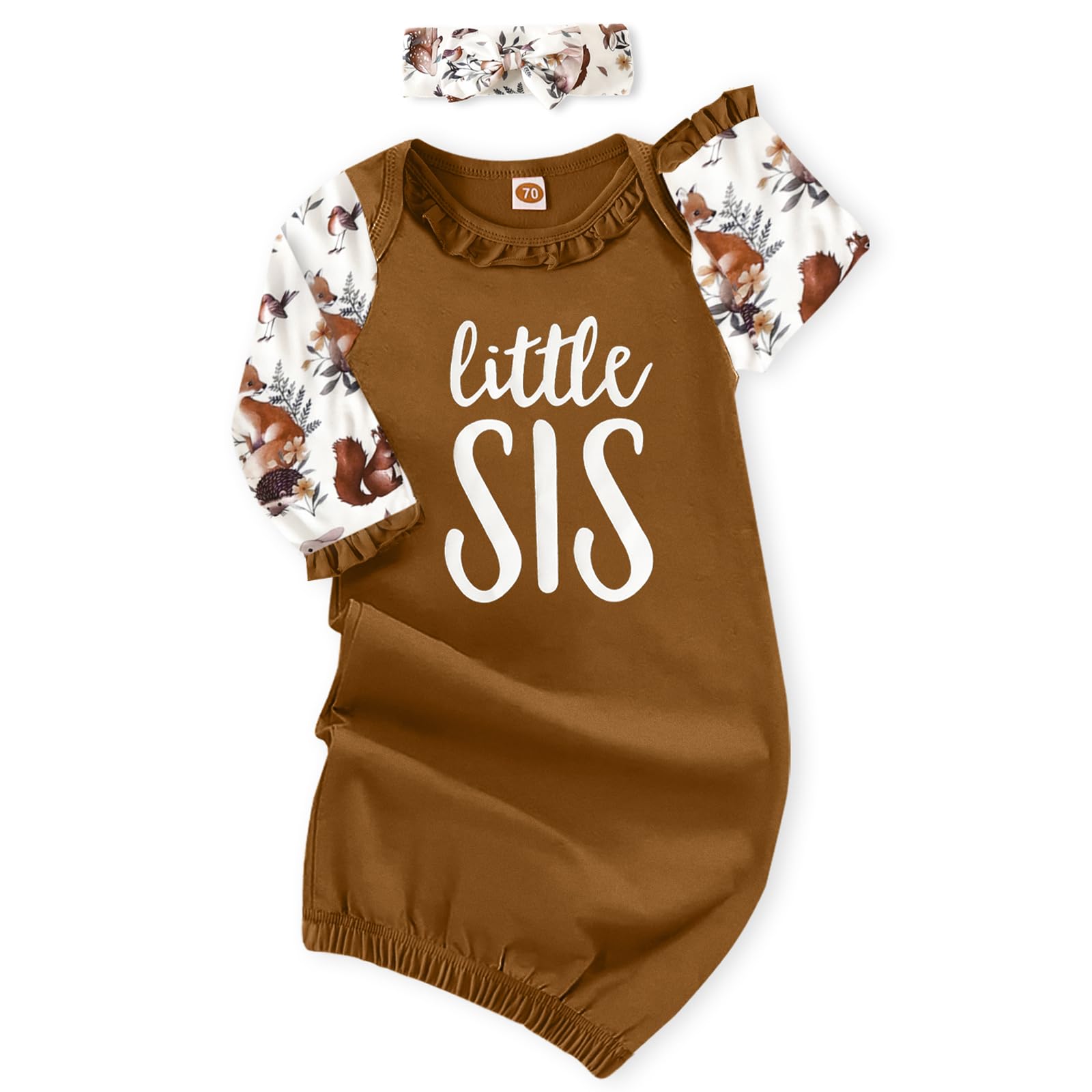 AMAWMW Newborn Baby Girl Little Sister Sleeper Gown Stripe Long Sleeve Nightgown Pajamas Gifts Stuff Essential Outfit-28