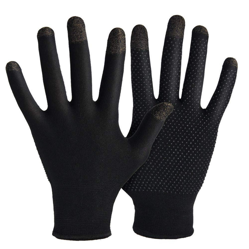 Gaming Gloves for Sweaty Hands - Rakizbe High-Sensitive Anti-Sweat Breathable Seamless Touch Screen Gloves with Thumb Finger Sleeves for iPad/Mobile Game Controller