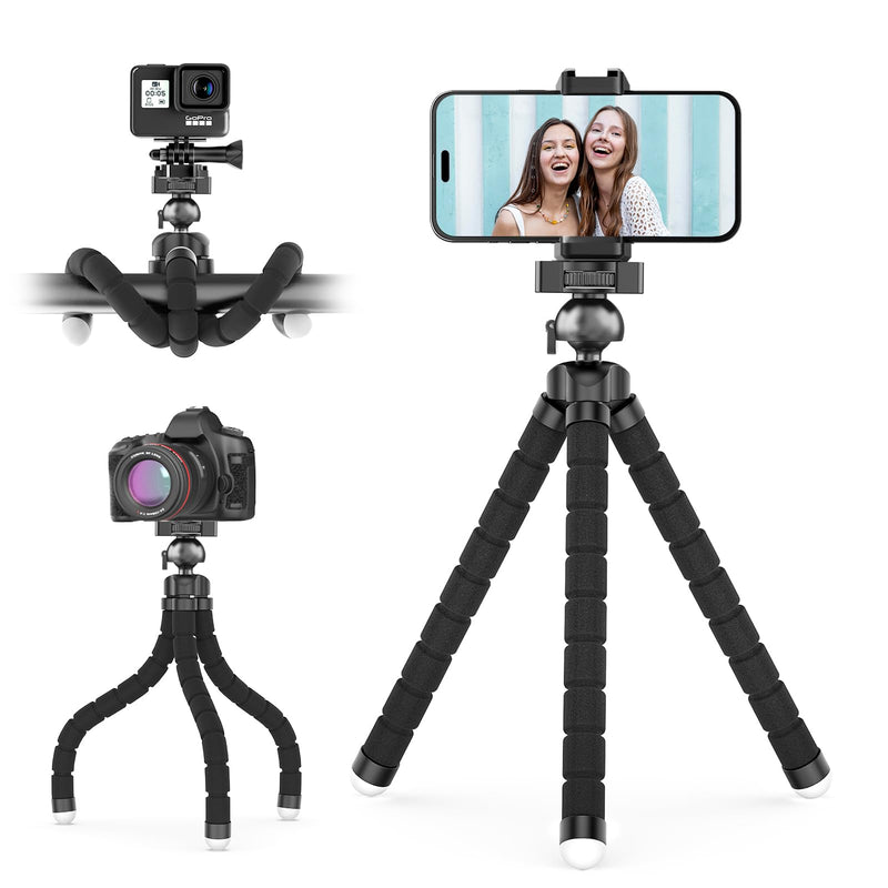 UBeesize Flexible Mini Phone Tripod, Portable and Adjustable Camera Stand Holder with Wireless Remote and Universal Clip, Compatible with Cellphones, Sports Cameras