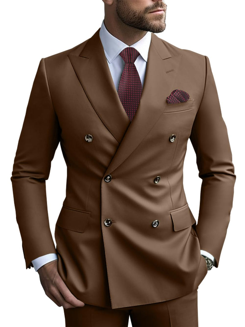 2 Piece Double Breasted Men Suit Slim Fit Mens Double Breasted Blazer Pants Sets Wedding Suit Prom Suits-11