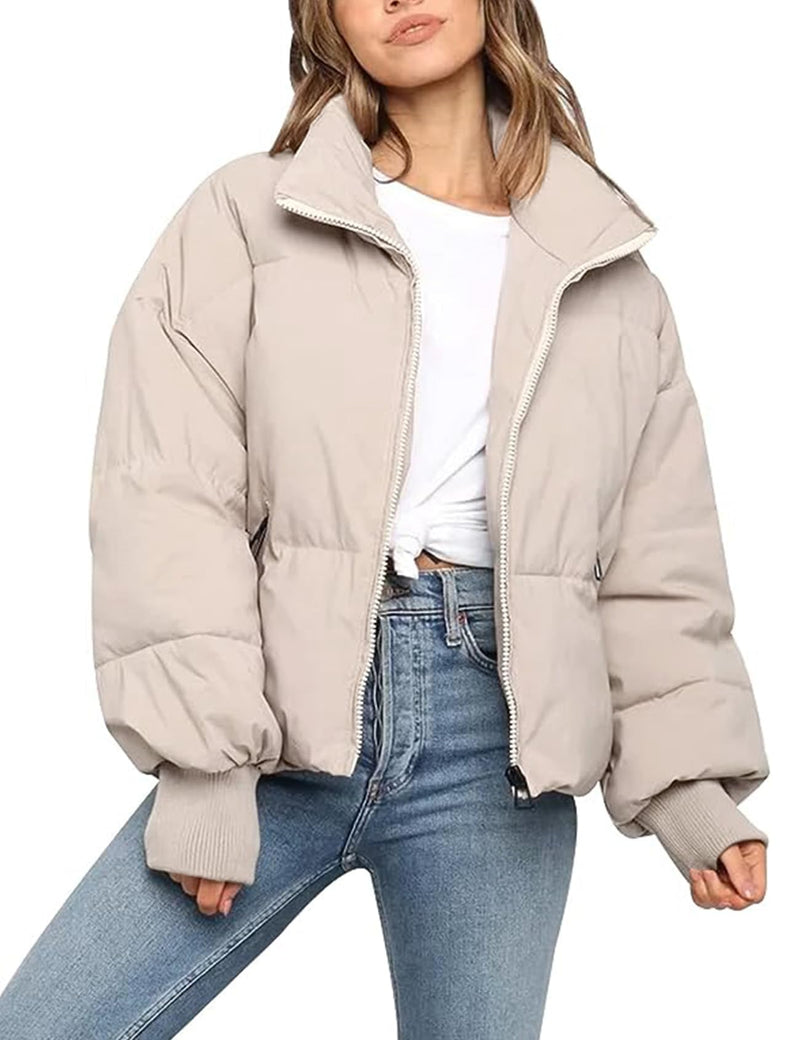 Gihuo Women’s Winter Cropped Puffer Jacket Coat Short Warm Quilted Jacket 2025-8