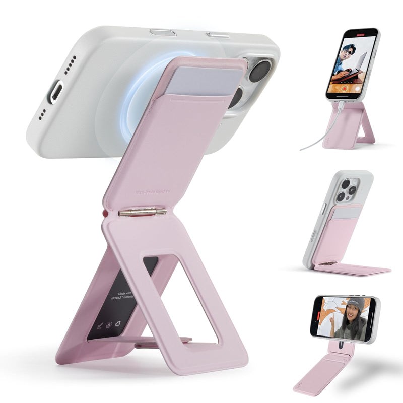 MOFT Phone Tripod Stand Selfie Stick for iPhone, Multi-Angles iPhone Stand, Lightweight & Portable Phone Holder, Strong Magnets, MOVAS Vegan Leather, Travel Essentials, Seafoam (Without Card Slot)