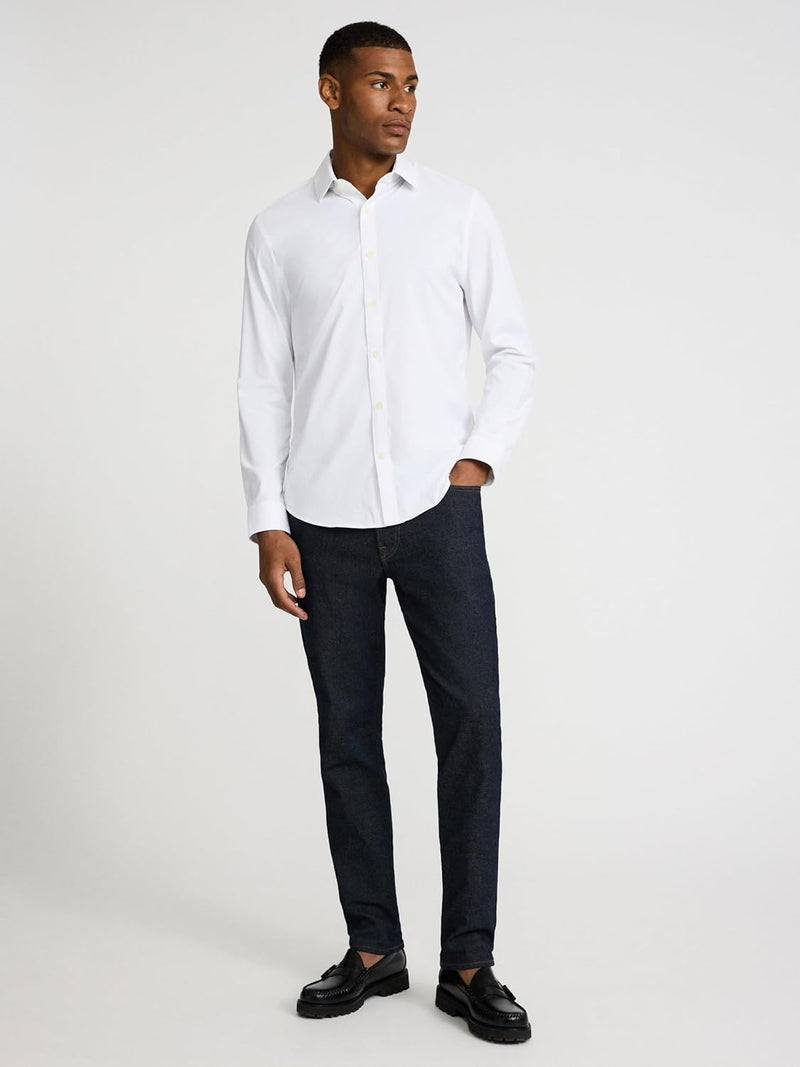 EXPRESS Men’s Everyday Performance Dress Shirt – Slim Fit Stretch Solid Button-Up, Moisture-Wicking, Wrinkle Resistant