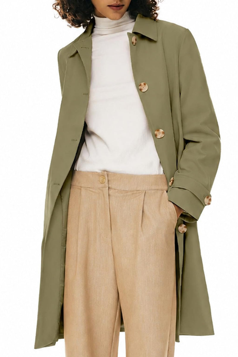 Orolay Women's Single Breasted Trench Coat Mid-Long Classic Lapel
