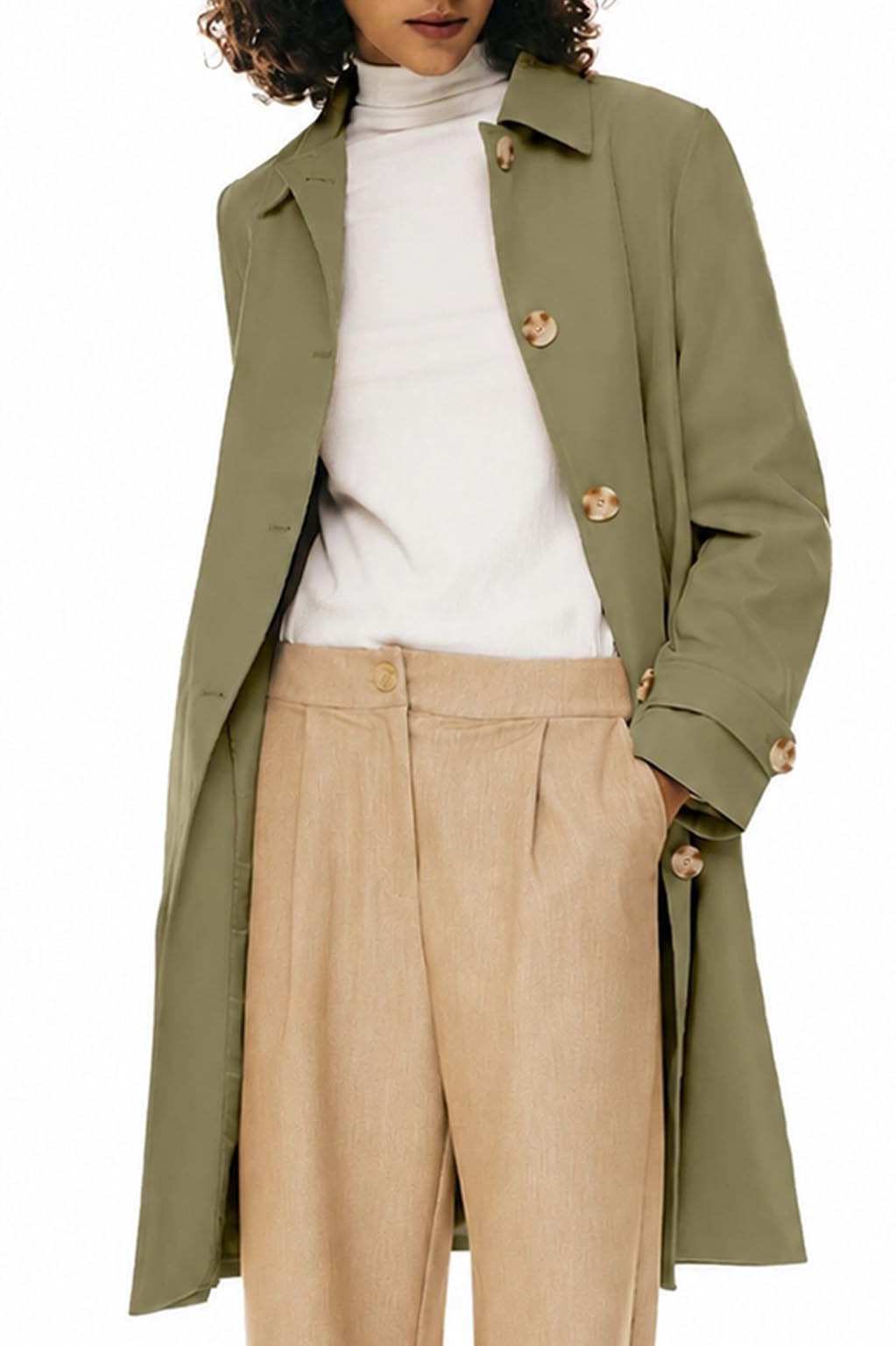 Orolay Women's Single Breasted Trench Coat Mid-Long Classic Lapel