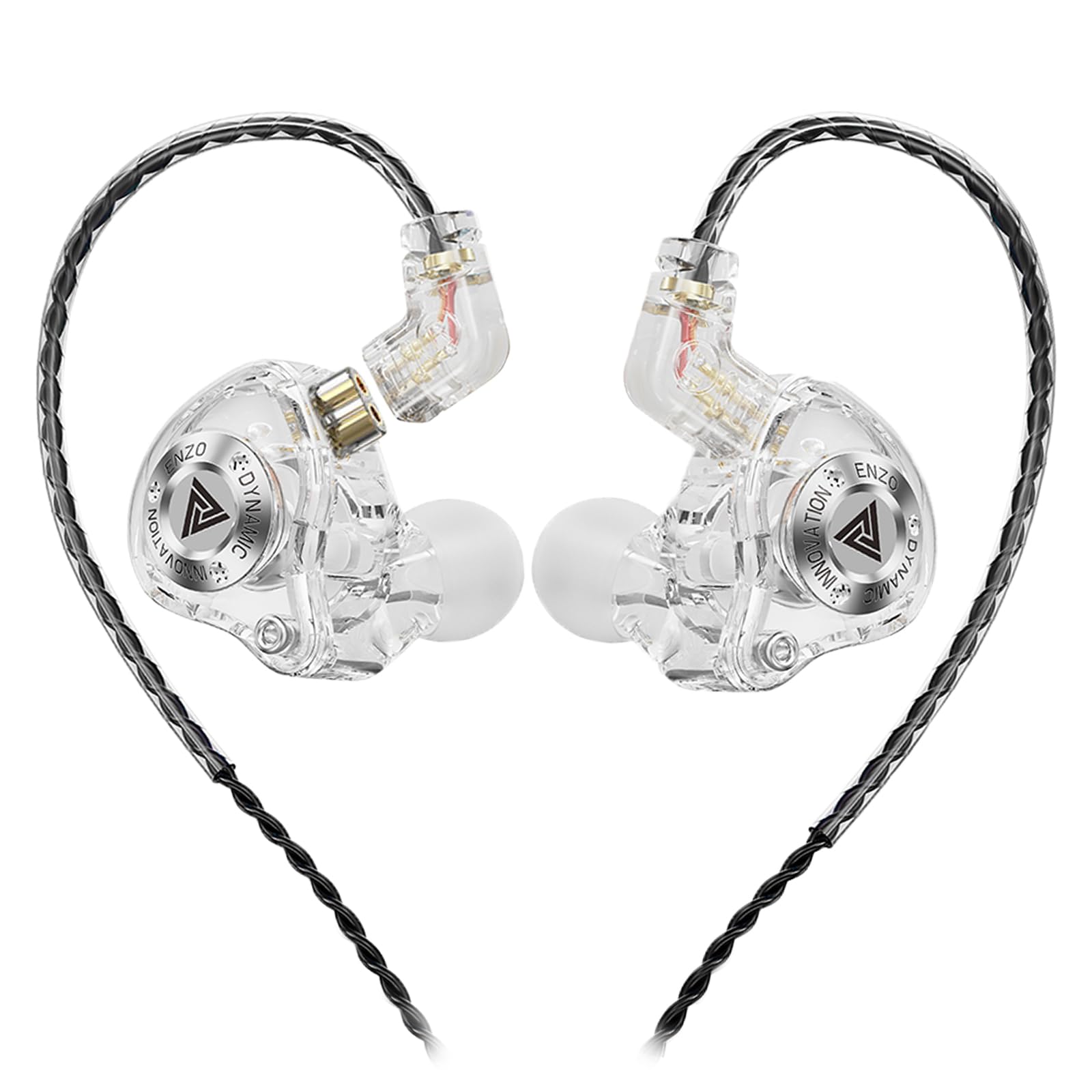 Wired Gaming Headphones IEM Earphones with 1DD，QKZ ENZO in Ear Monitor, HiFi Earbuds, Bass Sound with New 11mm Dynamic Driver for Video Music Gaming (White)
