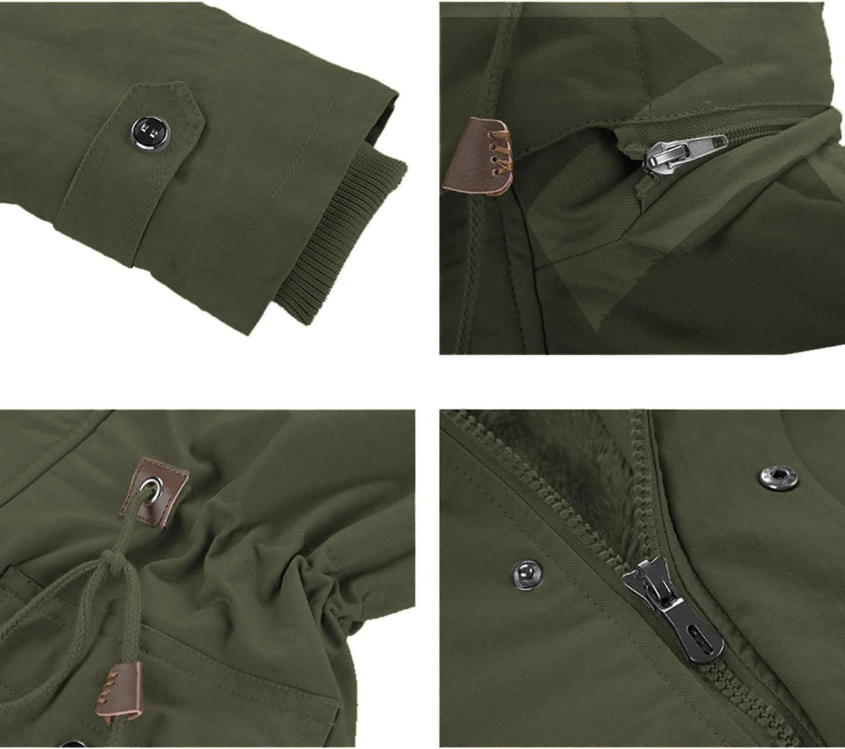 INVACHI Men's Winter Military Jacket, Fleece Lined Hooded Cargo Coat
