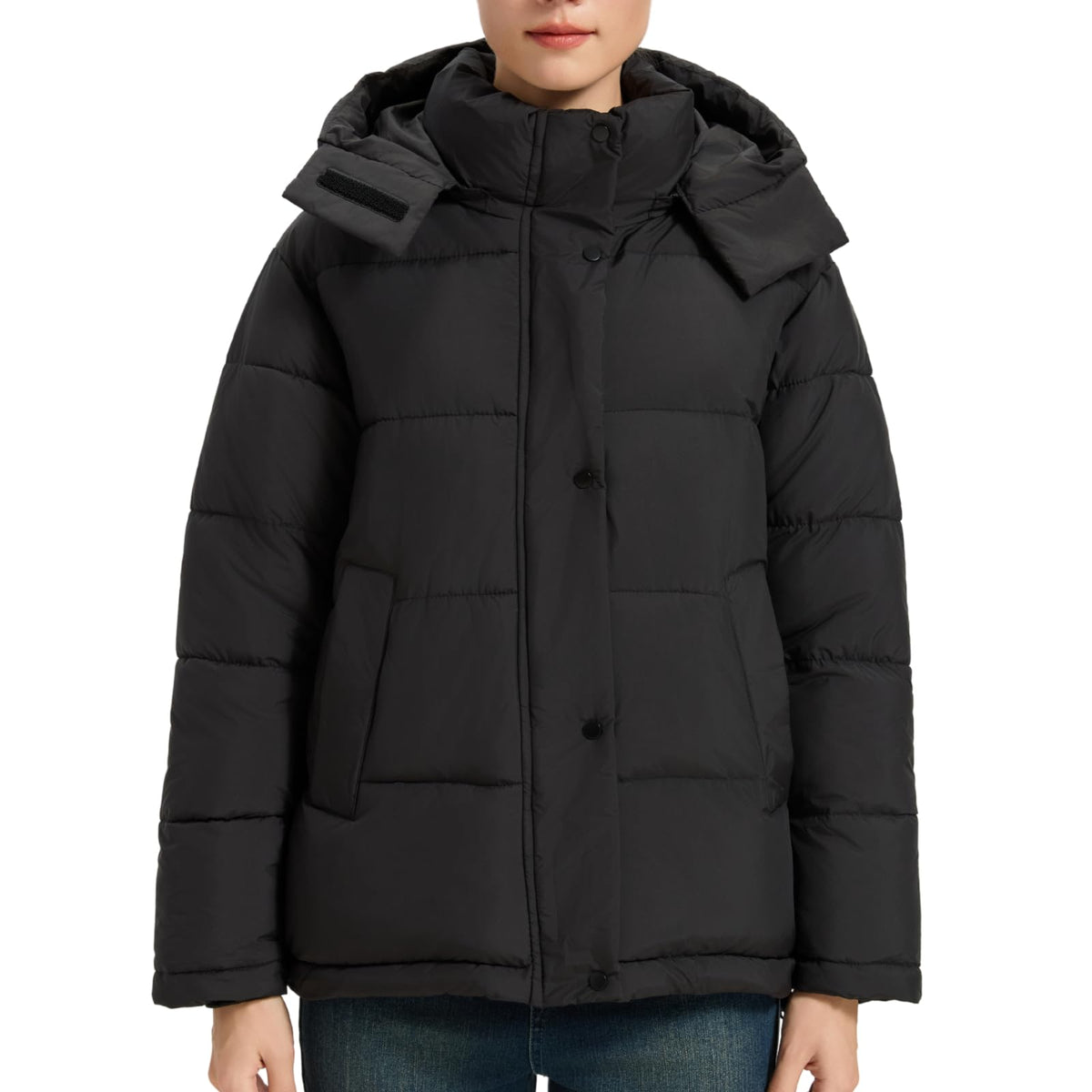 Women's Puffer Jacket, 2026 Trendy Winter Coat with Removable Hood