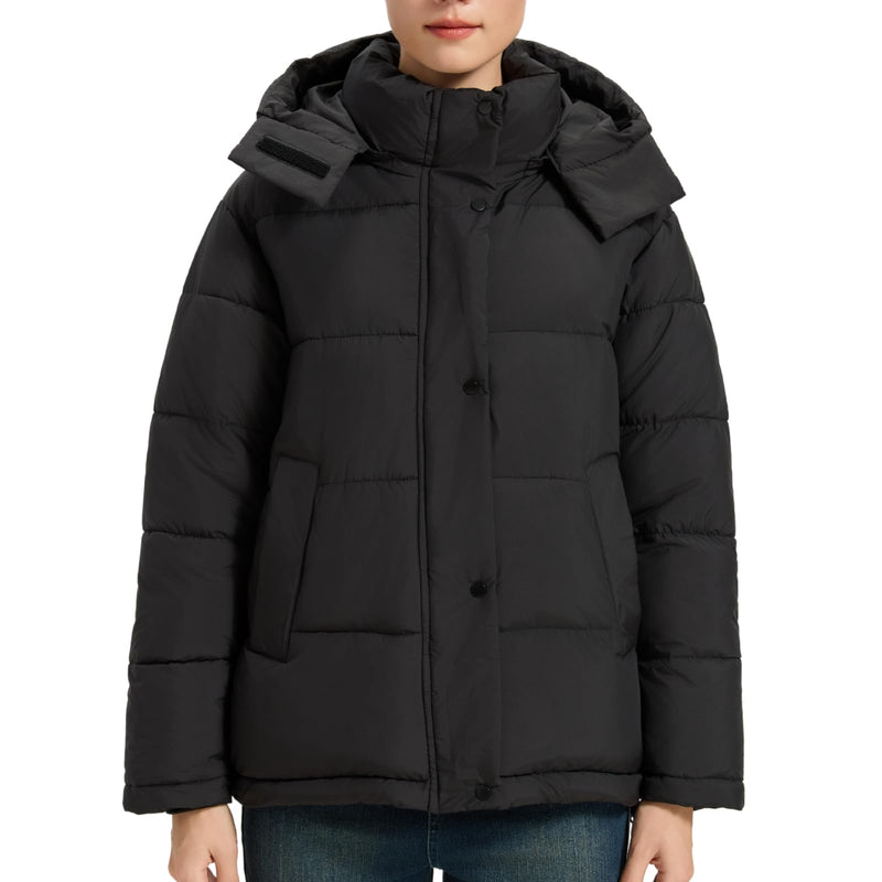 Women's Puffer Jacket, 2026 Trendy Winter Coat with Removable Hood