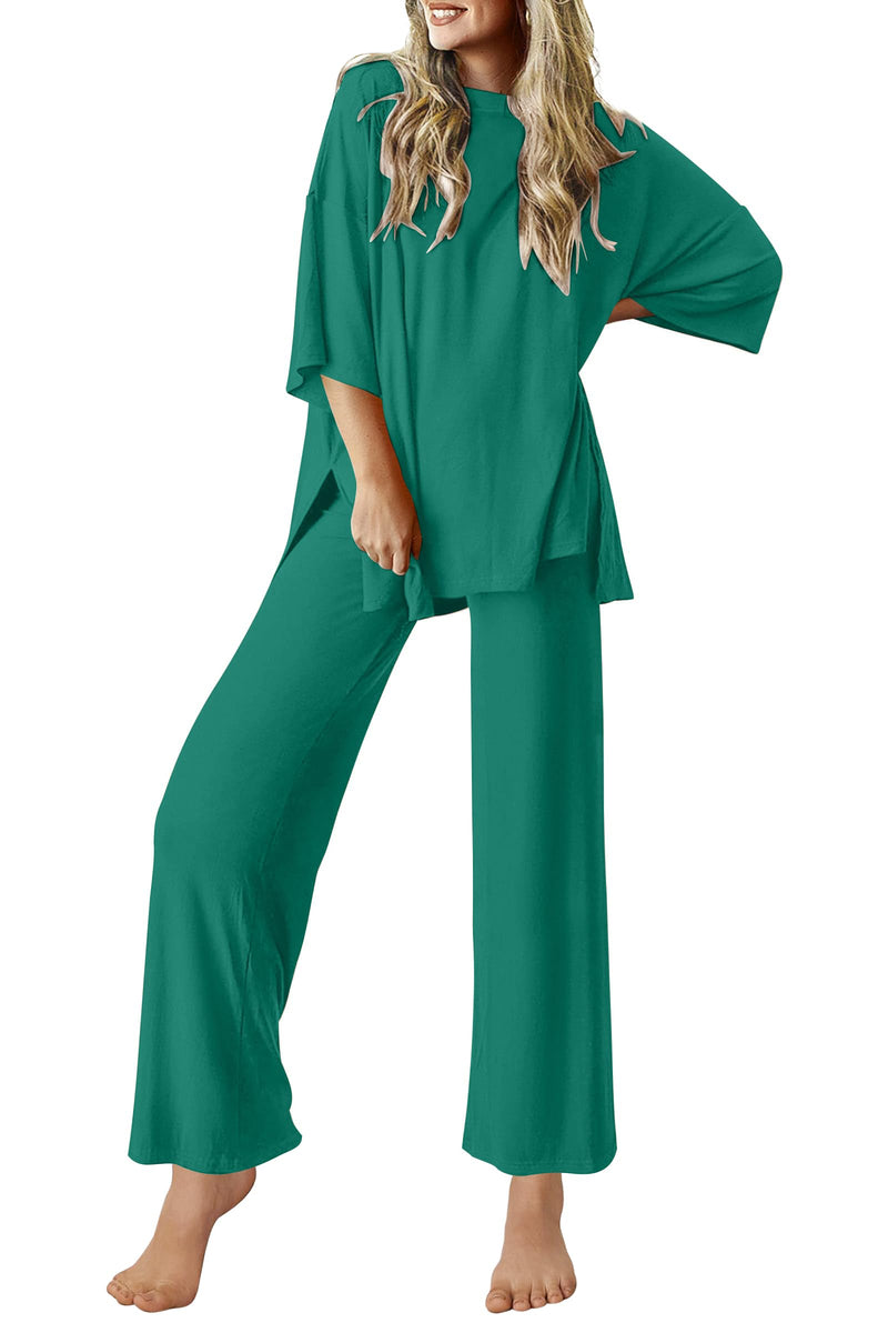 Ekouaer Lounge Sets for Women Short Sleeve Tops and Long Pants Soft Comfy Pajamas Set 2 Piece Outfits S-XXL-60
