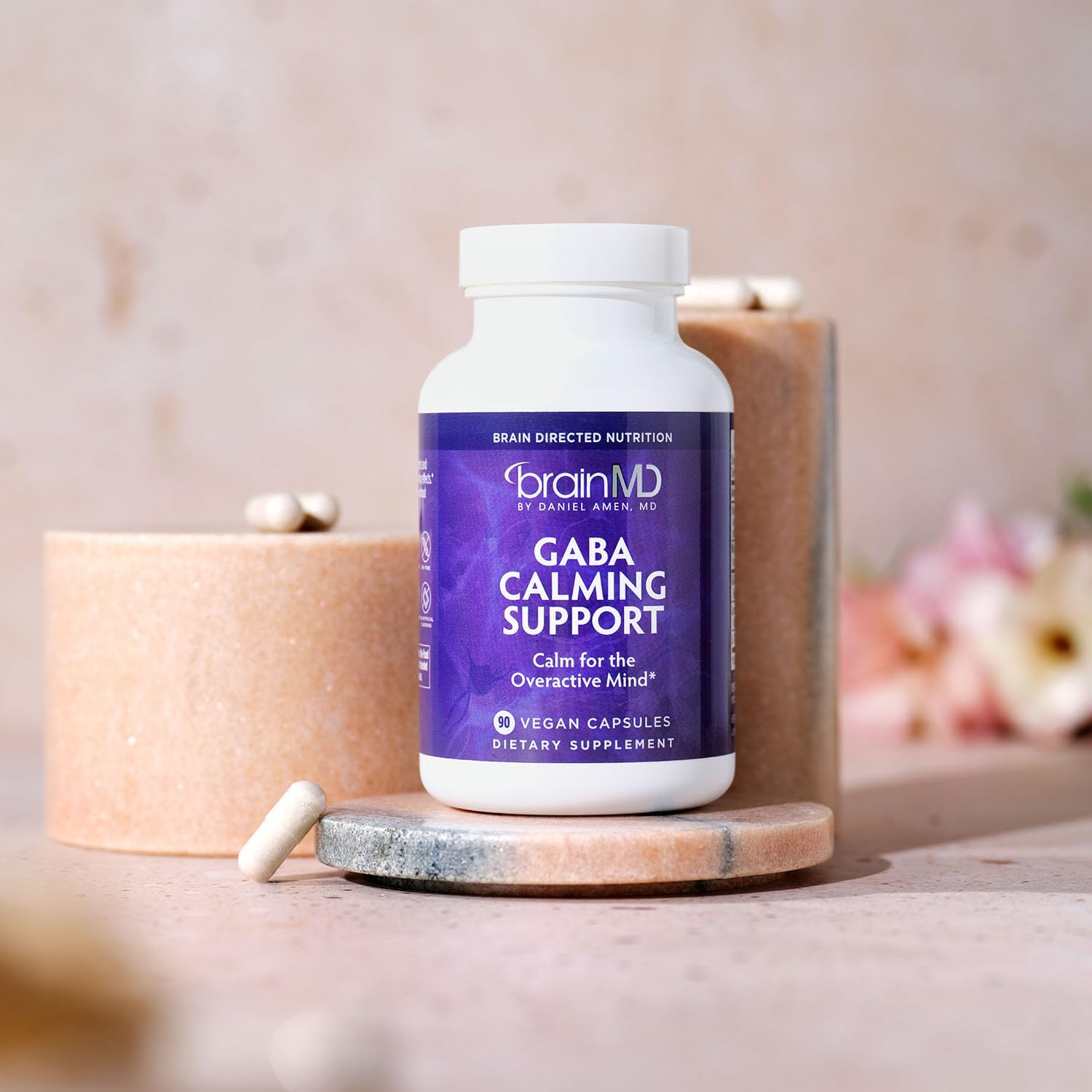 BRAINMD Dr Amen GABA Calming Support - 90 Capsules - Promotes Relaxation - Contains Magnesium, Vitamin B6 & Lemon Balm - 90 Servings